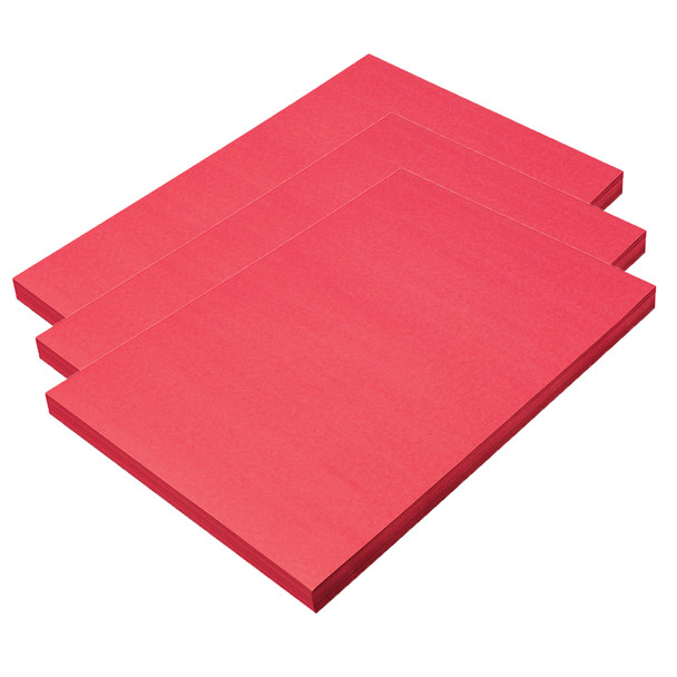 Construction Paper, Holiday Red, 12" x 18", 100 Sheets Per Pack, 3 Packs - PAC9908-3