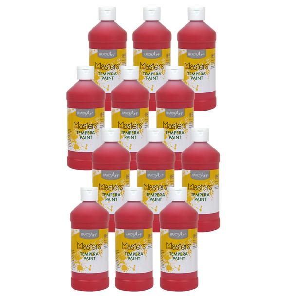 Little Masters Tempera Paint, Red, 16 oz., Pack of 12 - RPC201720-12
