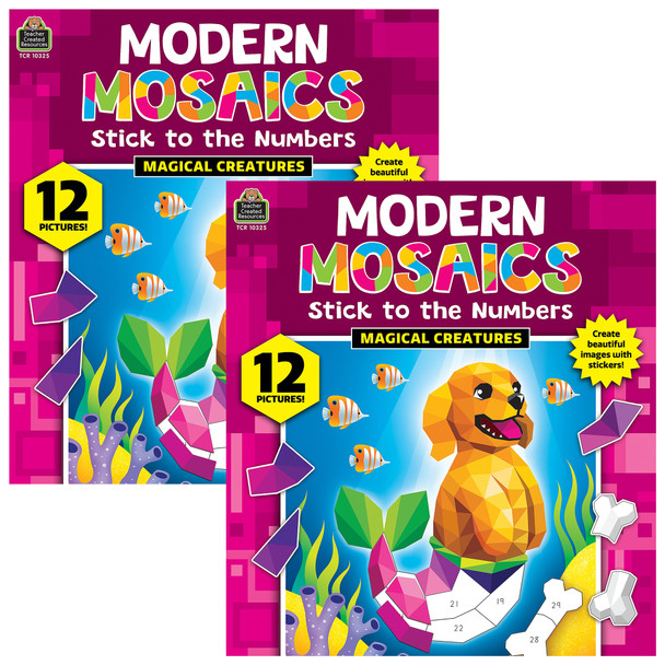 Magical Creatures Modern Mosaics Stick to the Numbers Activity Book, Pack of 2 - TCR10325-2