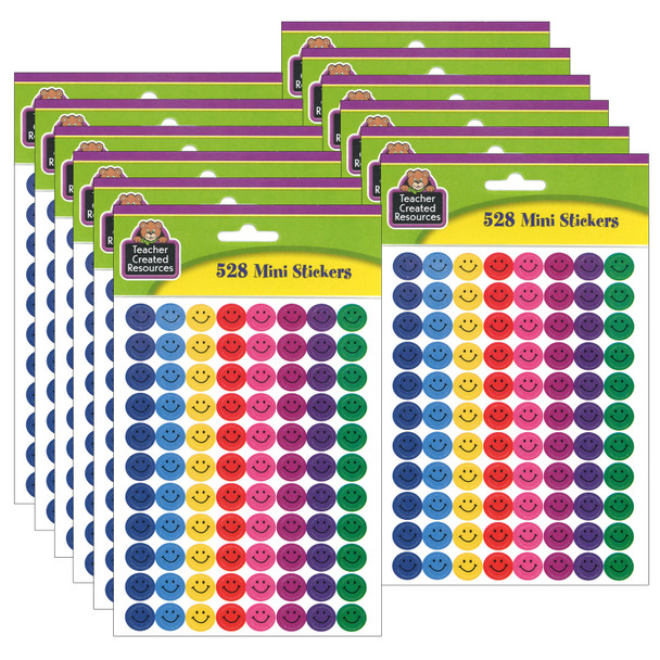 Happy Faces Mini Stickers, 528 Per Pack, 12 Packs - TCR1236-12