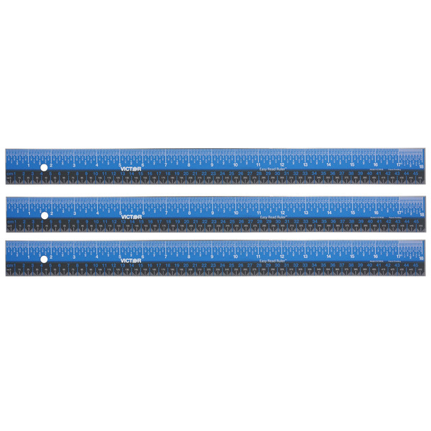 (3 Ea) 18in Ruler Stainless Steel Blu Blk - VICEZ18SBL-3