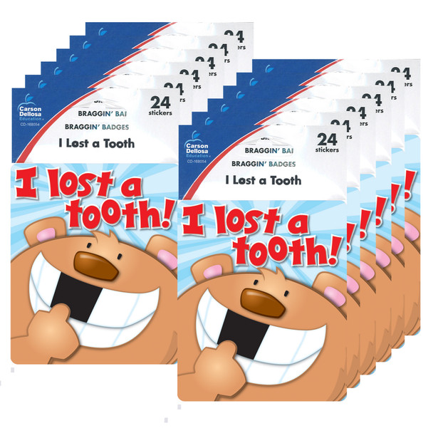I Lost a Tooth Motivational Stickers, 24 Per Pack, 12 Packs - CD-168054-12 - 005019