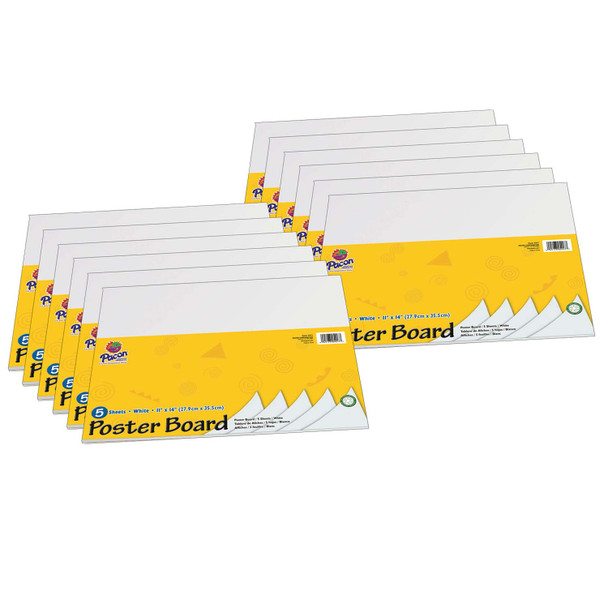 Poster Board, White, 11" x 14", 5 Sheets Per Pack, 12 Packs - PAC5417-12 - 000156