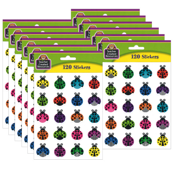 Colorful Ladybugs Stickers, 120 Per Pack, 12 Packs - TCR5462-12