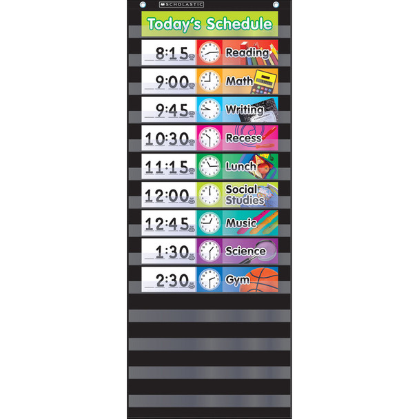 Daily Schedule Pocket Chart with Cards, Black - SC-583865