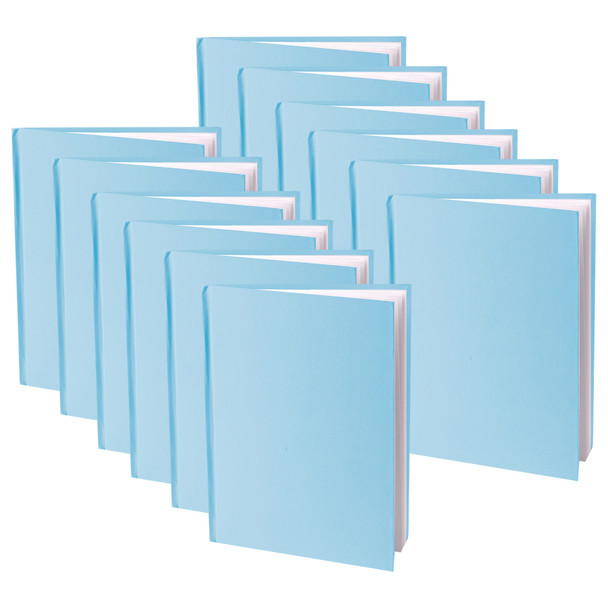Blue Hardcover Blank Book, White Pages, 8"H x 6"W Portrait, 14 Sheets/28 Pages, Pack of 12
