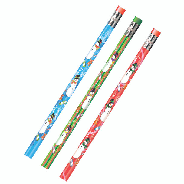 Decorated Pencils, Assorted Holiday Snowmen, 12 Per Pack, 12 Packs - JRM52071B-12