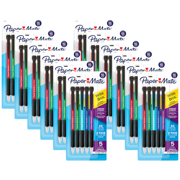 Write Bros Comfort Mechanical Pencil, 0.7mm, Assorted, 5 Per Pack, 12 Packs - SAN2104218-12