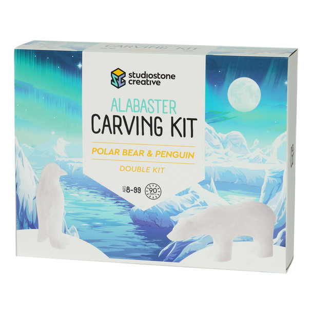 Polar Bear & Penguin Double Alabaster Carving Kit
