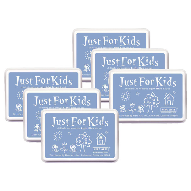 Just for Kids Ink Pad, Light Blue, Pack of 6