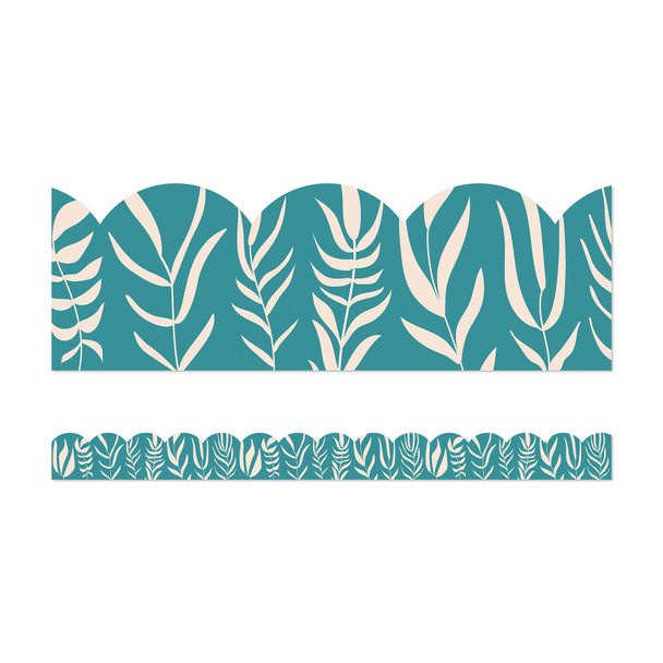 Teal With Leaves Scalloped Border True To You