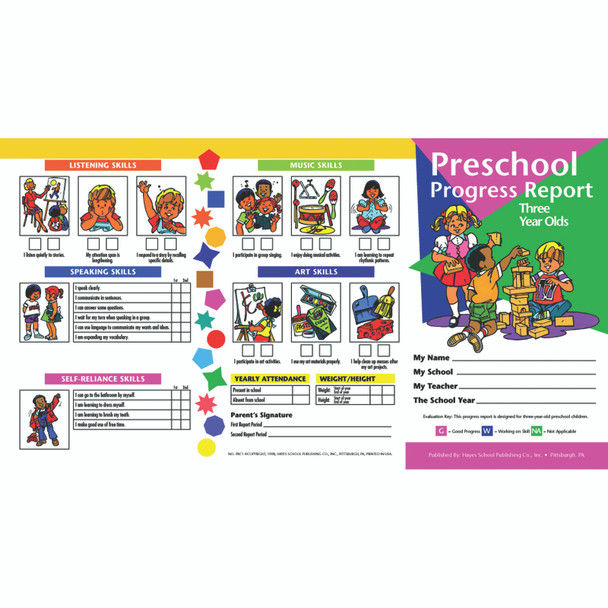 Preschool Progress Report, Three Year Olds, 10 Per Pack, 6 Packs - H-PRC1BN