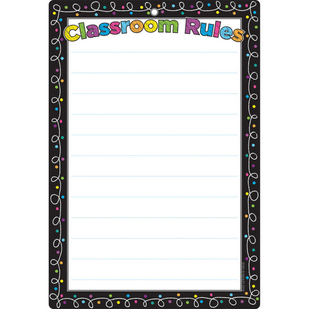 Smart Poly™ Chart, 13" x 19", Chalk Dots with Loops Classroom Rules, w/Grommet