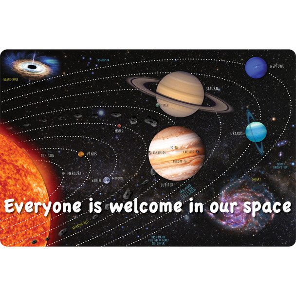 Welcome Mat with Slip Resistant Backing, 15.5" x 23.5", Solar System Space