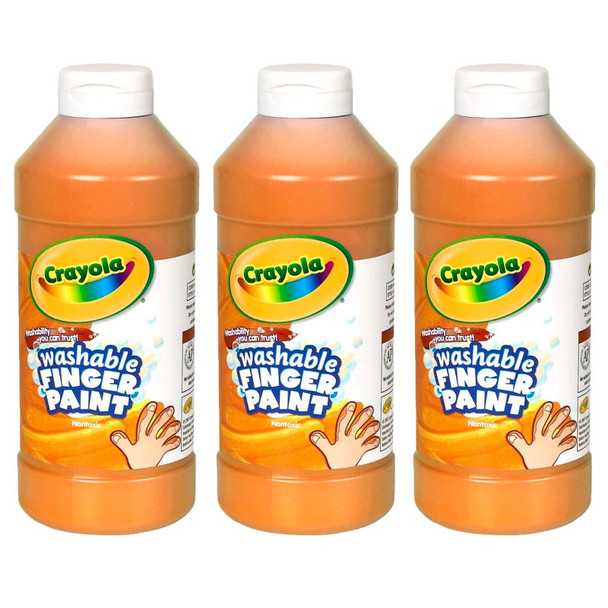 Washable Finger Paint, Orange, 16 oz, Pack of 3