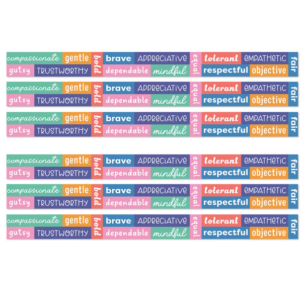 We Stick Together Positive Words Straight Bulletin Board Borders, 36 Feet Per Pack, 6 Packs