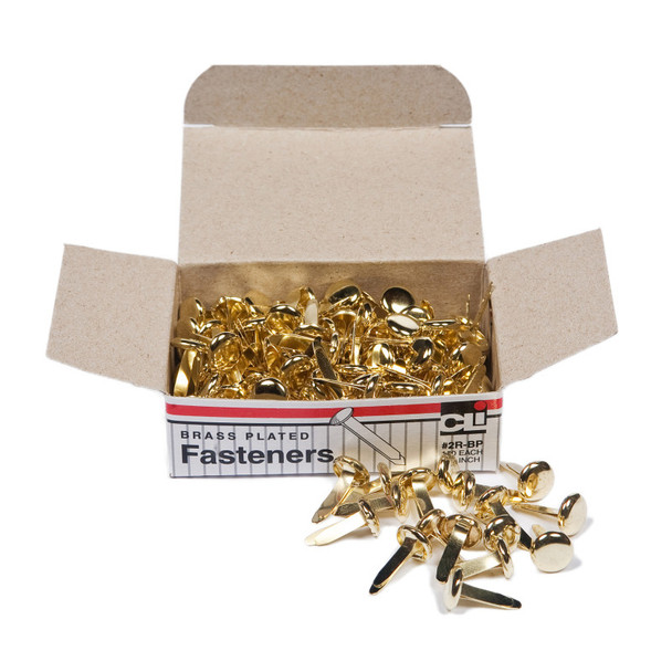 Fasteners, Round Head, Brass Plated, 1/2 Inch Shank, 8 mm Head, 100/Pack