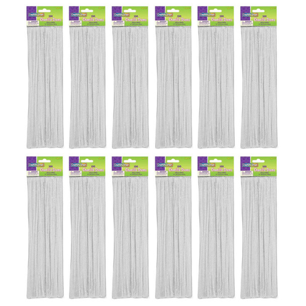 Regular Stems, White, 12" x 4 mm, 100 Per Pack, 12 Packs
