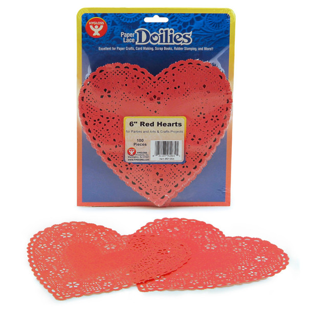 Heart Doilies, Red, 6", Pack of 100 Heart Doilies, Red, 6", Pack of 100