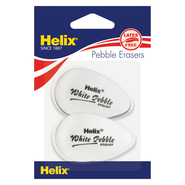 White Pebble Eraser, Twin Pack, White