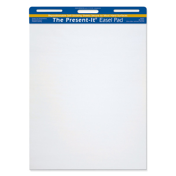 Easel Pad, Self-Adhesive, White, Unruled 25" x 30", 25 Sheets, Pack of 2
