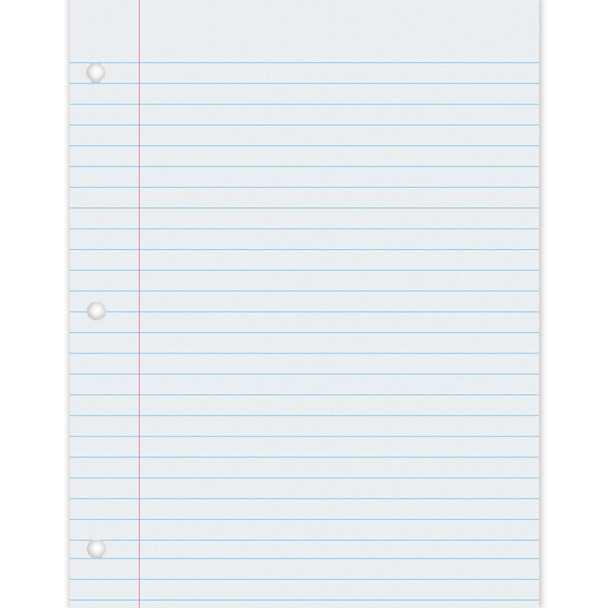 Composition Paper, White, 3-Hole Punched, Red Margin, 0.375" Ruled, 8-1/2" x 11", 500 Sheets Per Pack, 2 Packs
