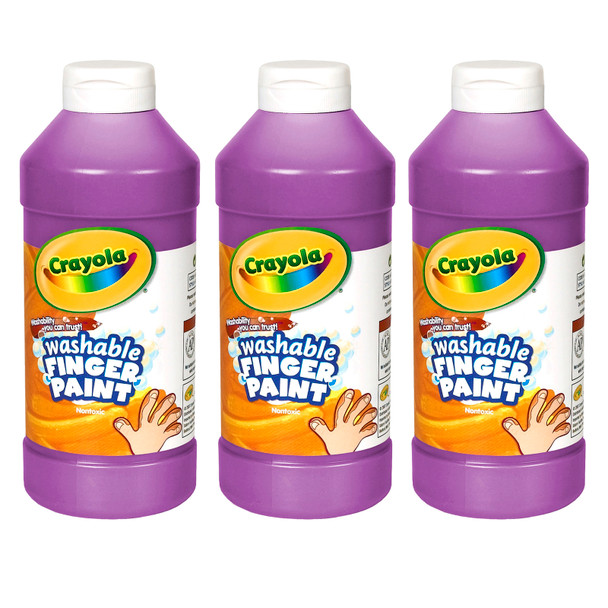 Crayola Washable Finger Paint, Violet, 16 oz, Set of 3 bottles