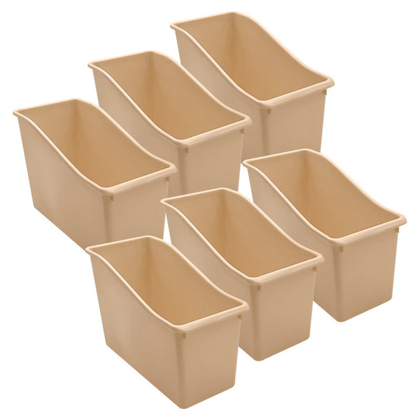 Plastic Book Bin, Light Brown, Pack of 6