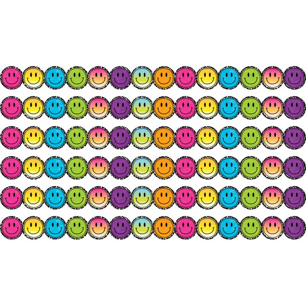 Brights 4Ever Smiley Faces Die-Cut Border Trim, 35 Feet Per Pack, 6 Packs