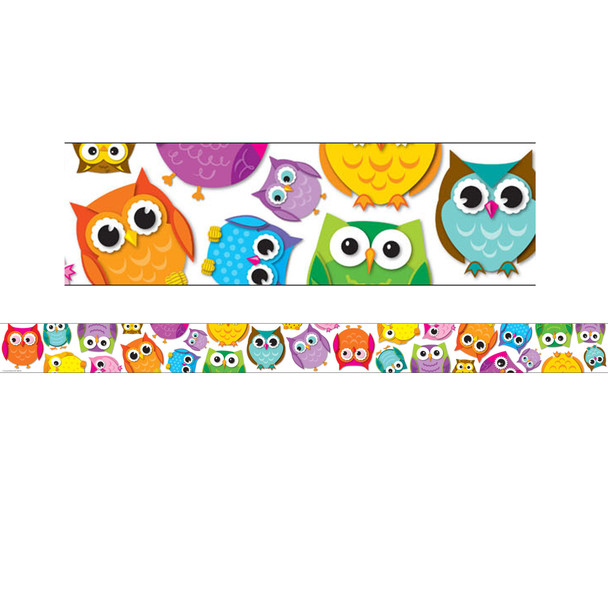 Colorful Owls Straight Border, 36 Feet Per Pack, 6 Packs - CD-108176BN