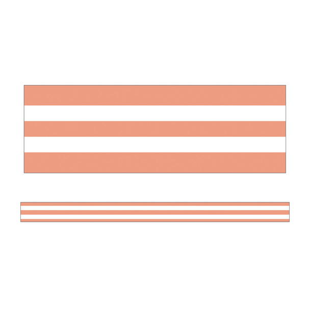 Simply Stylish Coral & White Stripes Straight Borders, 36 Feet