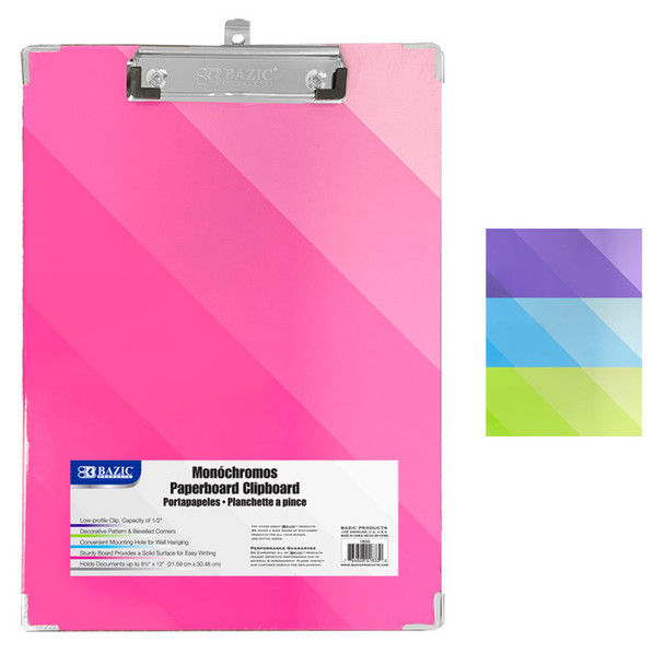 Paperboard Clipboard with Low Profile Clip, Standard Size, Gradient