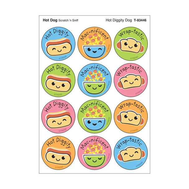 Hot Diggity Dog, Hot Dog scent Scratch 'n Sniff Stinky Stickers®, Pack of 48