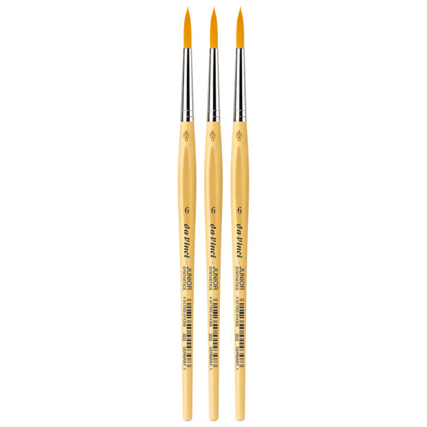 JUNIOR Synthetics Student Brush, Synthetic, Tempera, Round, Series 303, Size 6, Pack of 3