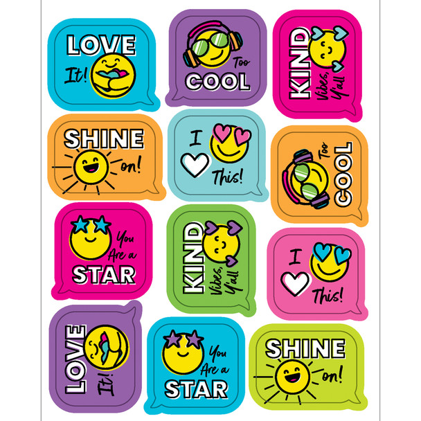 Kind Vibes Smiley Faces Shape Stickers, Pack of 72
