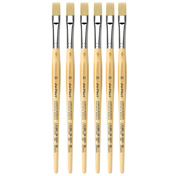 JUNIOR BORSTE Synthetic Student Brush, Synthetic, Tempera, Flat, Series 329, Size 10, Pack of 6