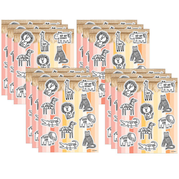Simply Safari Animals Shape Stickers, 72 Per Pack, 12 Packs