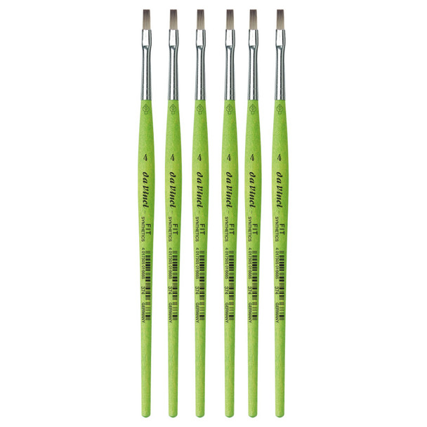 FIT Synthetics Student Brush, Synthetic, Acrylic & Tempera, Flat, Series 374, Size 4, Pack of 6