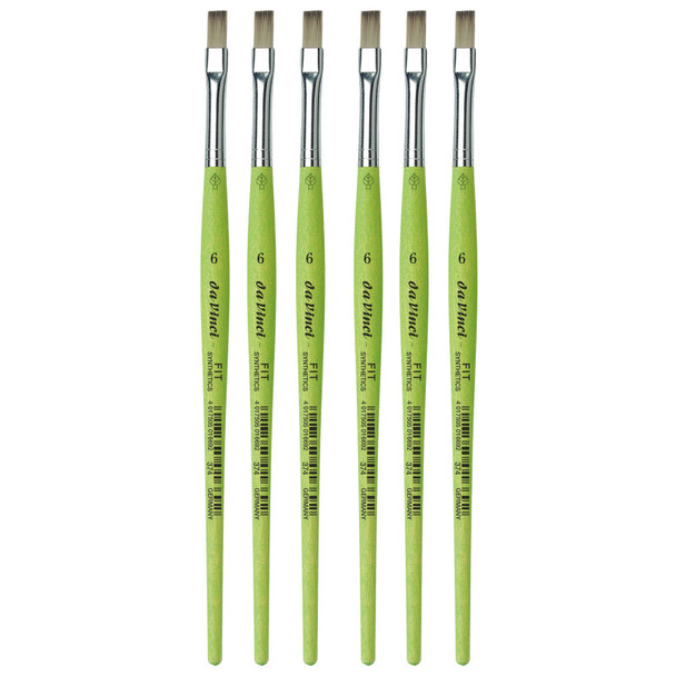 FIT Synthetics Student Brush, Synthetic, Acrylic & Tempera, Flat, Series 374, Size 6, Pack of 6