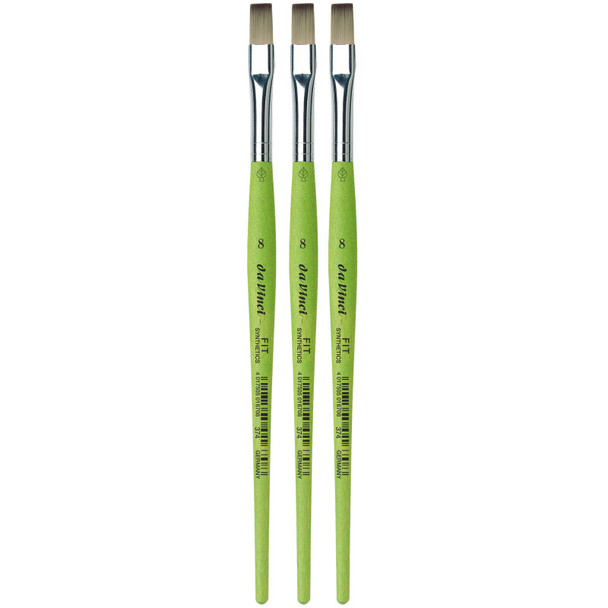FIT Synthetics Student Brush, Synthetic, Acrylic & Tempera, Flat, Series 374, Size 8, Pack of 3