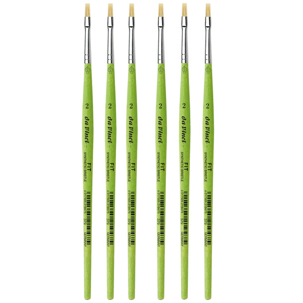 FIT Synthetics Student Brush, Synthetic, Acrylic & Oil, Flat, Series 379, Size 2, Pack of 6