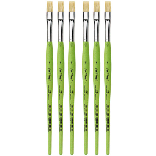 FIT Synthetics Student Brush, Synthetic, Acrylic & Oil, Flat, Series 379, Size 8, Pack of 6