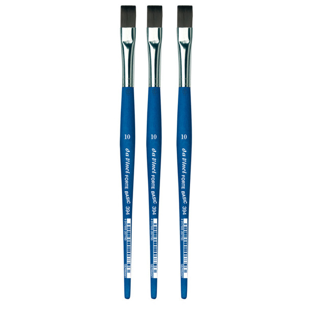 FORTE BASIC Student Brush, Synthetic, Acrylic, Flat, Series 394, Size 10, Pack of 3