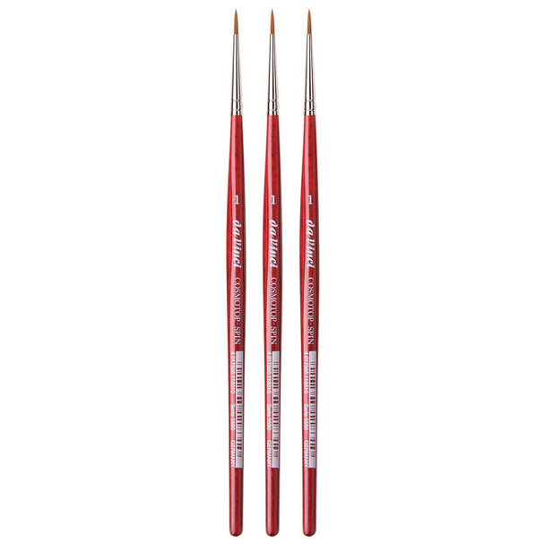 COSMOTOP-SPIN Silkpainting Brush, Synthetic, Watercolor, Round, Size 1, Pack of 3