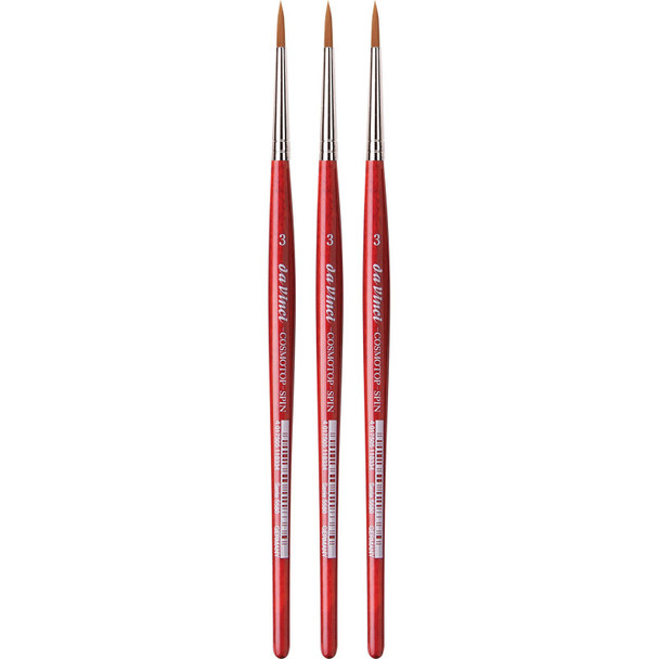 COSMOTOP-SPIN Silkpainting Brush, Synthetic, Watercolor, Round, Size 3, Pack of 3