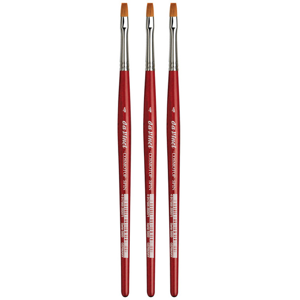 COSMOTOP-SPIN Silkpainting Brush, Synthetic, Watercolor, Flat, Size 4, Pack of 3