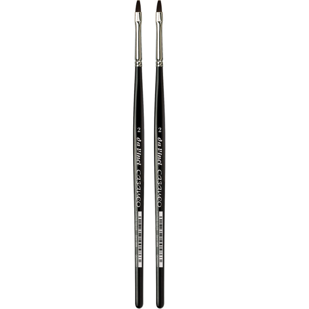 CASANEO Urban Sketching, Extra Soft Synthetic, Watercolor & Acrylic, Flat, Series 5898, Size 2, Pack of 2