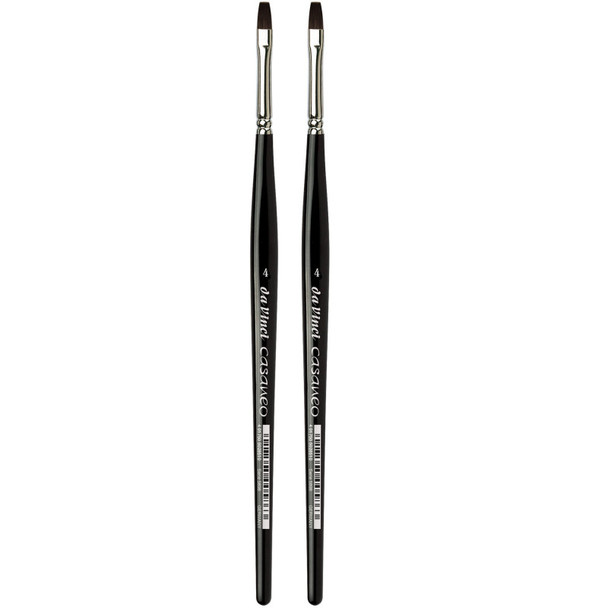 CASANEO Urban Sketching, Extra Soft Synthetic, Watercolor & Acrylic, Flat, Series 5898, Size 4, Pack of 2