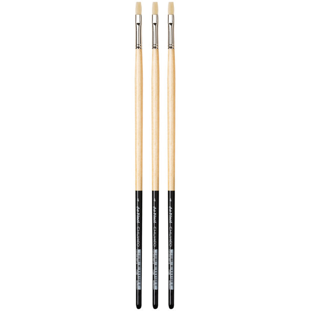 CHUNEO Synthetic Hog Bristle, Oil, Flat, Series 7129, Size 4, Pack of 3