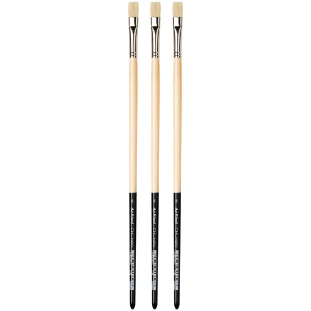 CHUNEO Synthetic Hog Bristle, Oil, Flat, Series 7129, Size 8, Pack of 3